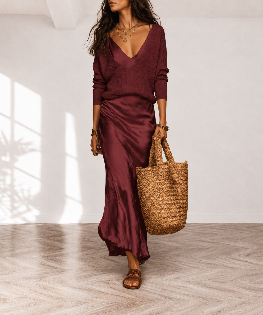 Solène Slip Dress & Knit Set