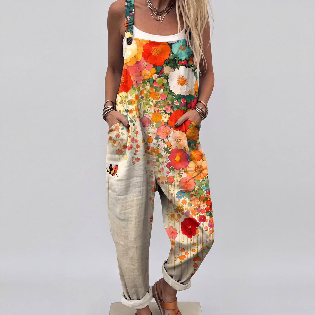 Comfortable Printed Dungarees